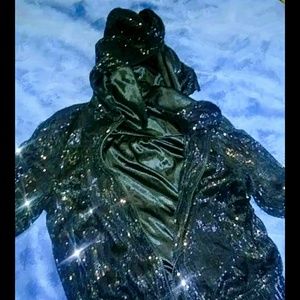 Black sequin mini zip up hoodie